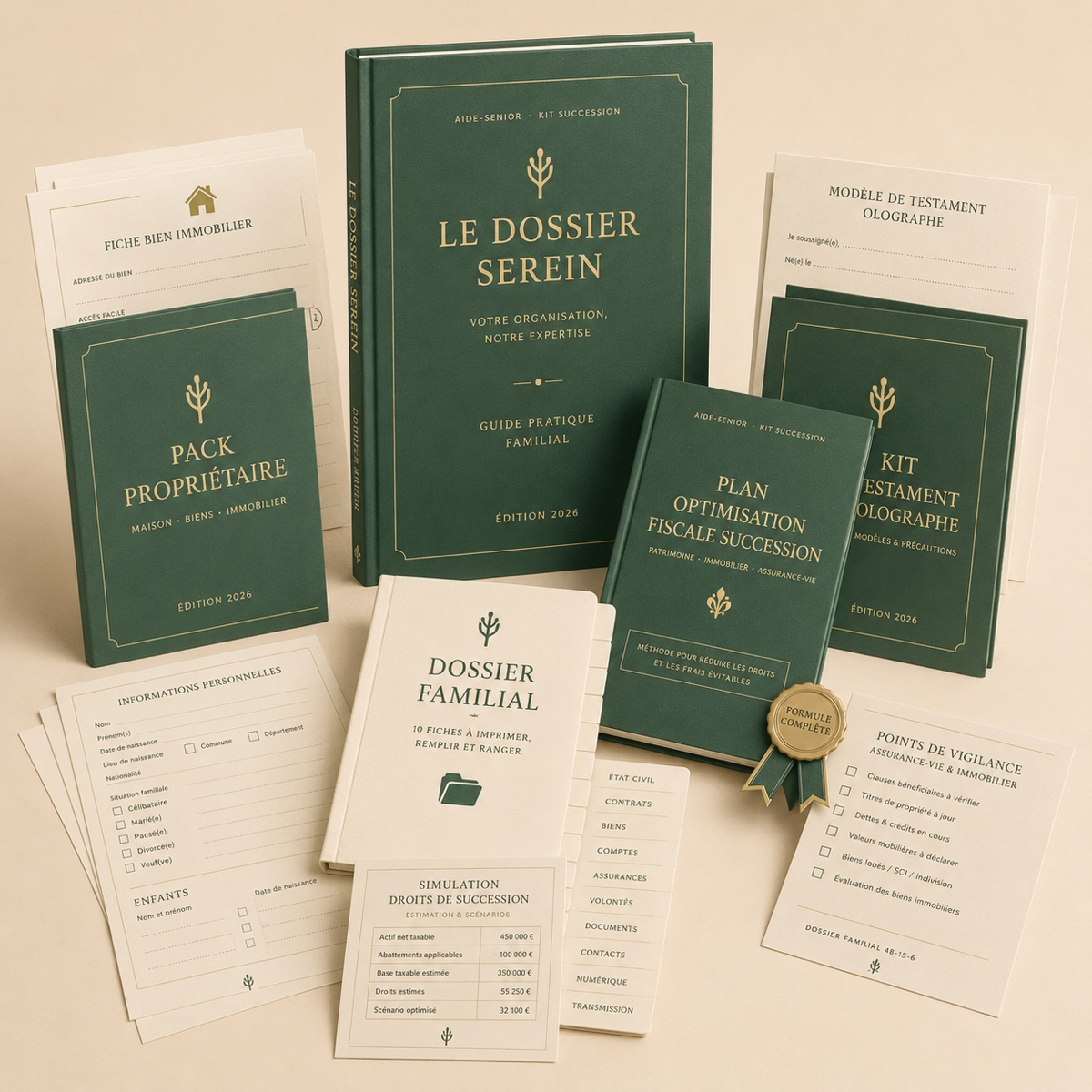 Le set complet Pack Patrimoine : guide, classeur, fiches et le Plan Optimisation Fiscale